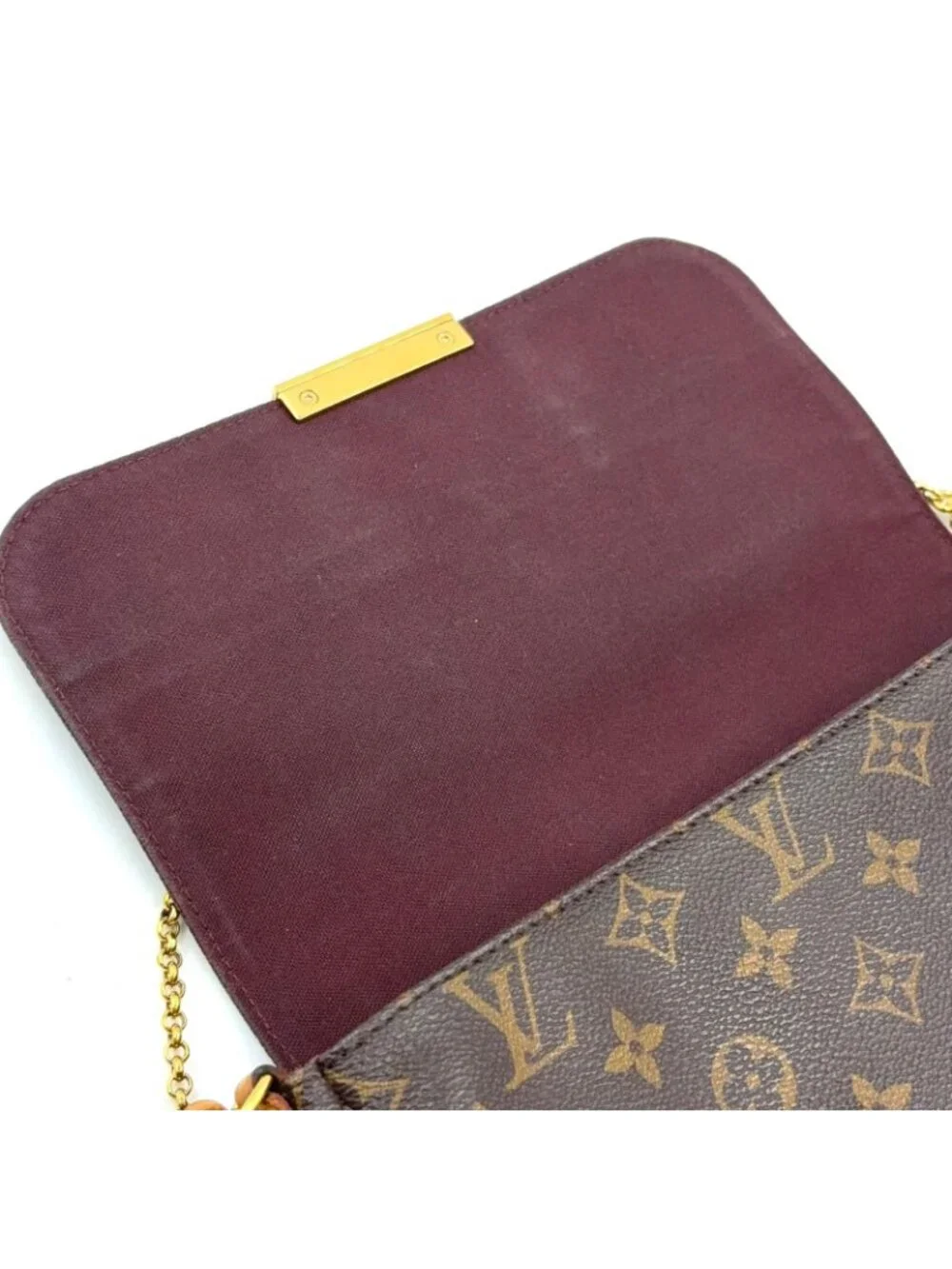 Louis Vuitton Favorite MM Monogram Leather Brown Light Handbag Gold